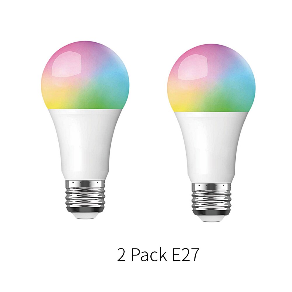 Smart WiFi LED Light Bulb 800Lm E26/27 RGB Colors Dimmable APP Remote Control Home Night Lamp Work with Alexa Google Assistant: 2 Pack E27