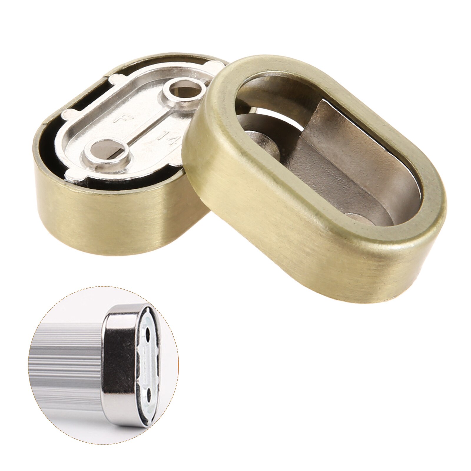 2Pcs 15-16mm Diameter Zinc Alloy Oval Closet Pole Socket Wardrobe Flanges Rod Tube Holder Shower Curtain Rod End Support Bracket