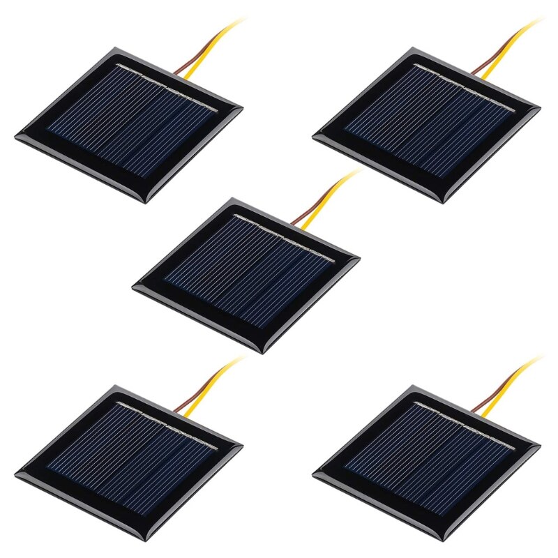 Micro Solar Board fotowoltaiczne 5 sztuk 2V 100Ma ogniwa słoneczne z przewodami Solars płyta epoksydowa DIY projekty zabawki 54mm x 54mm K1KF