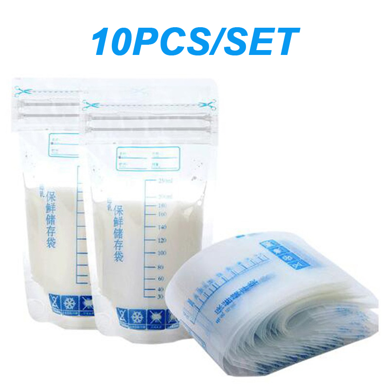 10-30 stk 250ml mælke fryseposer modermælk babymad opbevaring modermælk opbevaringspose bpa gratis baby sikre fodringsposer fodring: 10 stk sæt