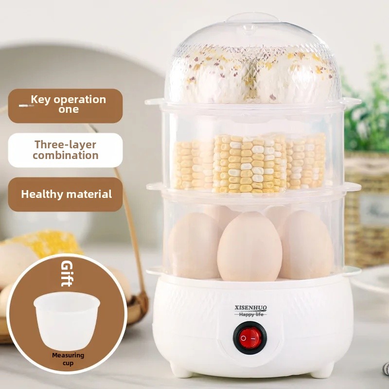 XiSen Automatische Stoom Ei Stroper Anti-Drogen Multifunctionele Kleine Stoom Ei Godin Ontbijt Machine Levering Service: Blauw