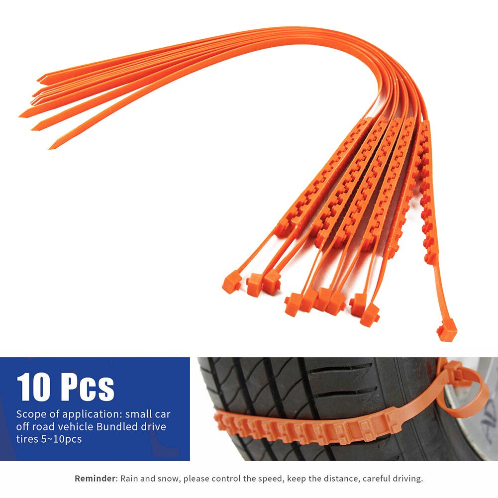 Cadenas Para Nieve - 20 Unidades De Bridas Antideslizantes Para Neumáticos (color Naranja)