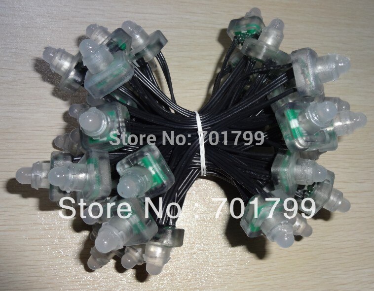50pcs DC5V WS2811 LED pixel node,IP68 rated;all black wire,square type