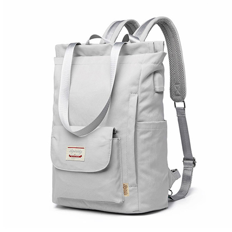 Mochila para mujer, mochila impermeable para ordenador portátil con estilo, 13,3, 14, 15,6 pulgadas, coreana, lona Oxford, mochila universitaria USB para mujer: Beige