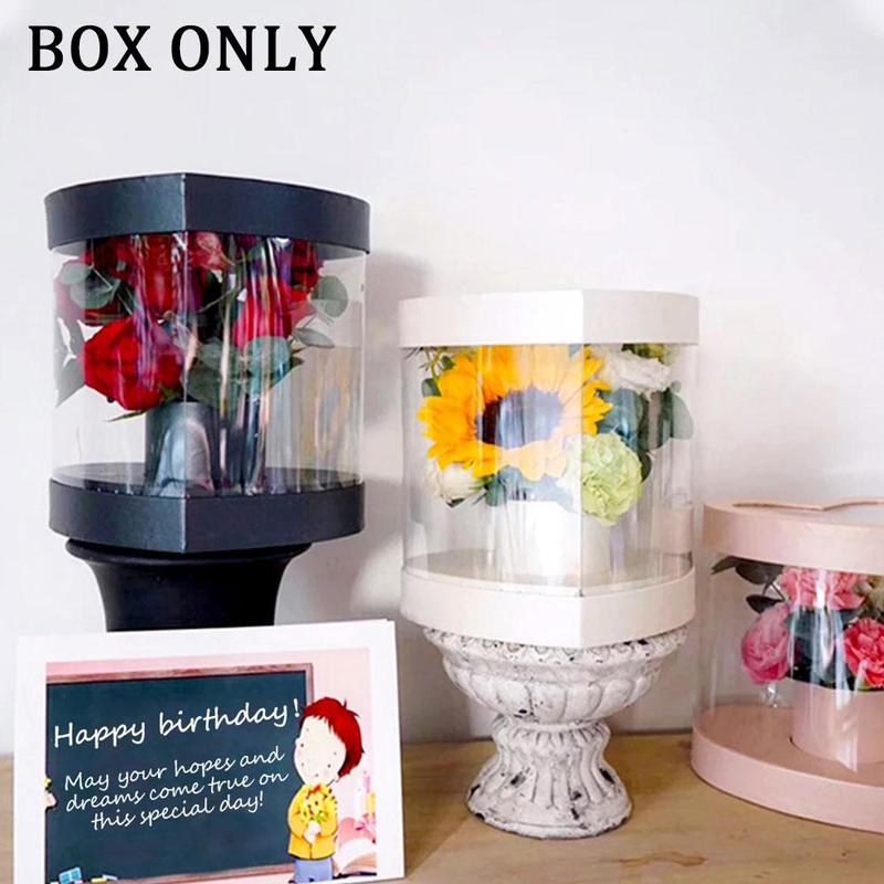 Round Heart Shape Flower Box Transparent Bouquet Box Fresh Flower Packaging Layer Bouquet Mini Box Valentines Day