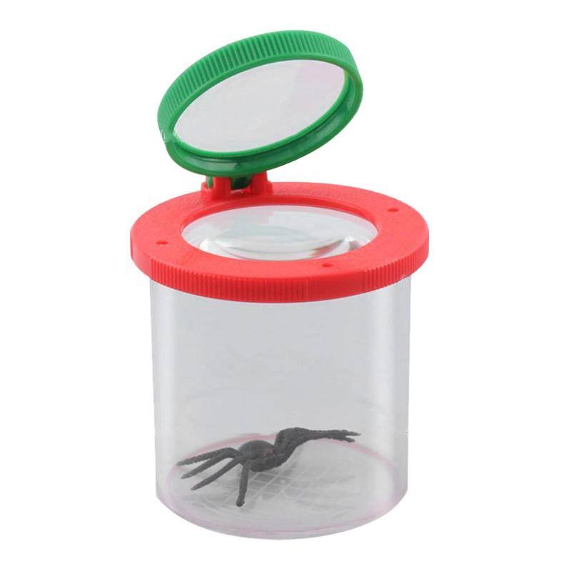 Loupe cylindrique pour araignée jouet enfants | Observation sur chenilles insectes araignée, petite loupe d'animal, boîte de visionnage de jouets éducatifs pour enfants: Rouge