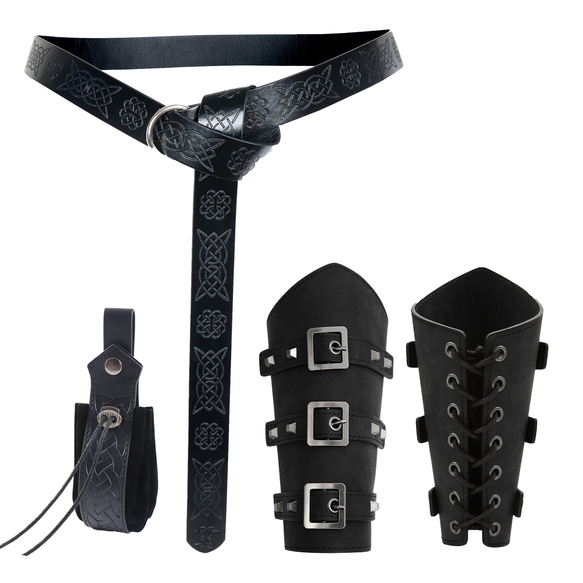 Armadura Medieval para hombre, calentadores de brazo para Cosplay con cordones, guantelete de caballero pirata vikingo, pulsera, brazalete, accesorios Steampunk, accesorio de Cosplay: Oro
