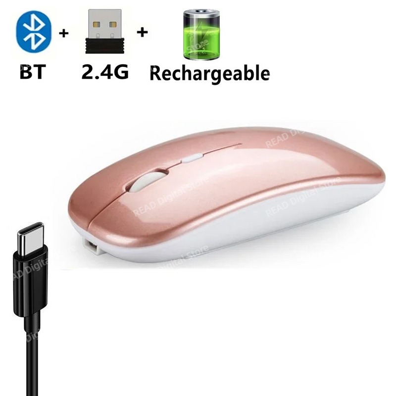 Draadloze muis Slanke Bluetooth-compatibele 2.4G computermuizen Draagbare oplaadbare / batterij Draadloze muis voor iPad Laptop Desktop