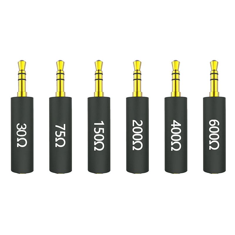 1 Uds. Enchufe de impedancia de auriculares conductor 30 75 150 200 400 600 ohm adaptador de cancelación de ruido resistencia reducir el enchufe del filtro de ruido