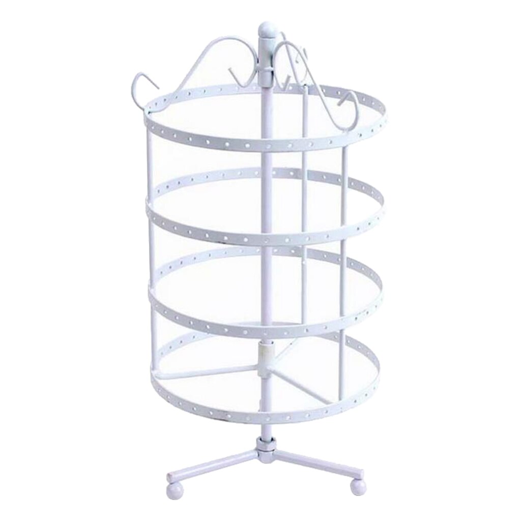 4 Tiers Black Rotating Spin Table 72Pairs Dangle Earrings Organizer/Jewelry Display Stand Rack: White