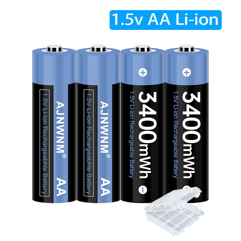 1.5v AA Lithium ion 3400mWh Rechargeable Battery aa Battery 1.5v Lithium ion Battery Rechargeable For Toy Remote Control Mouse: 4AA