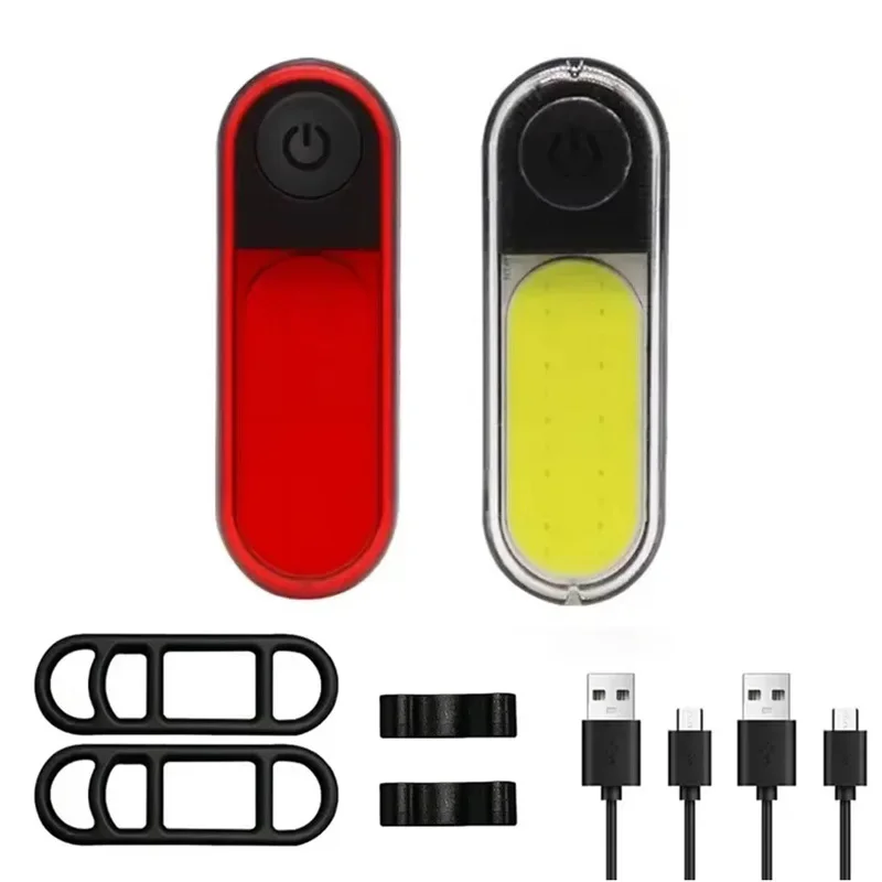 BUCKLOS Fietslicht COB Voor Achter Fietsverlichting LED Oplaadbare Mountain Road Fietslamp MTB Achterlicht Fietsen Zaklamp: Marineblauw