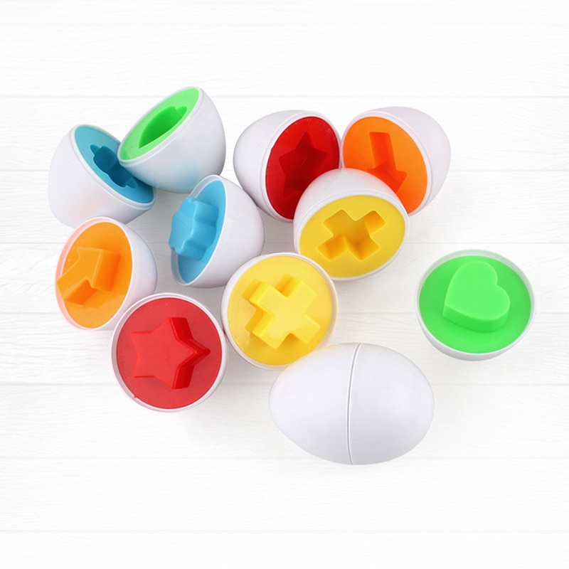 6 unids/set de huevos retorcidos de juguete de colores al azar huevos de juguete inteligentes para bebé forma de Color Cognitve bebé educación temprana huevo juguetes