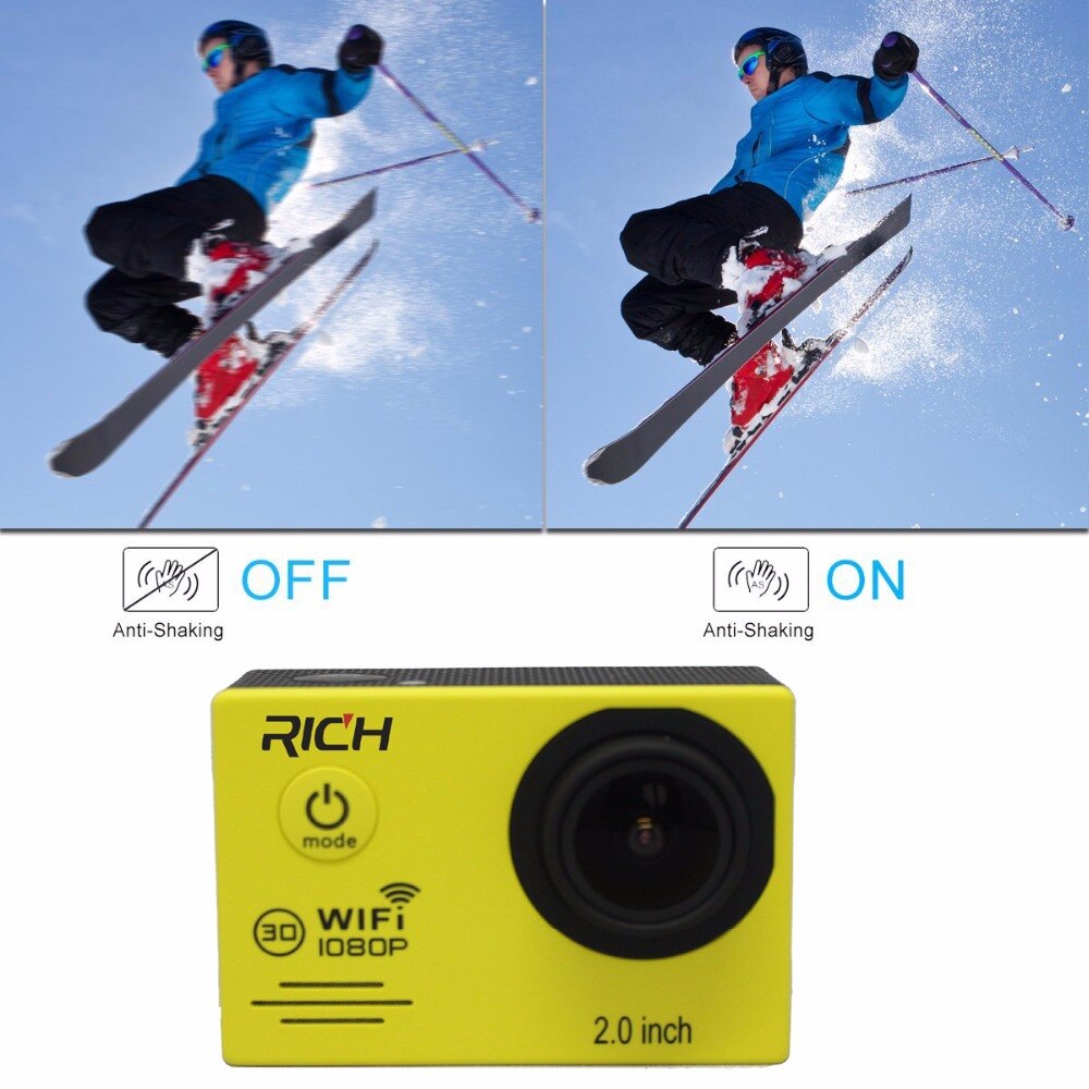 Hd action kamera wifi til rig ekstrem sports kamera video 1080p 30m vandtæt sports camrea ekstra hovedrem + taske + monopod