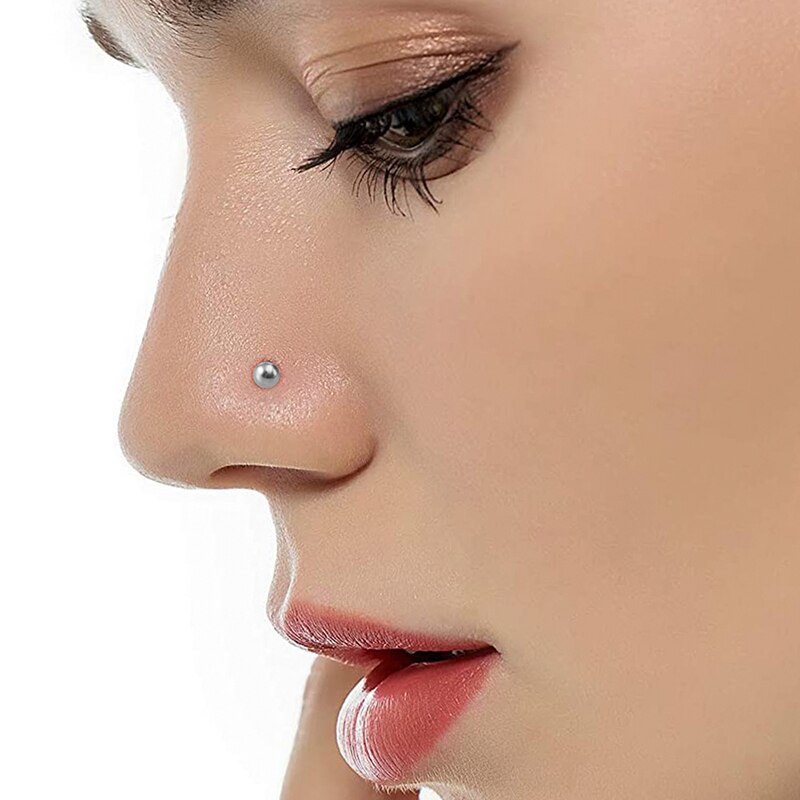 10pcs Stainless Steel Nose Stud Set Nose Piercing Set Nose Ring Nariz Bone Studs Screws for Man Women Nostril Body Jewelry 20G