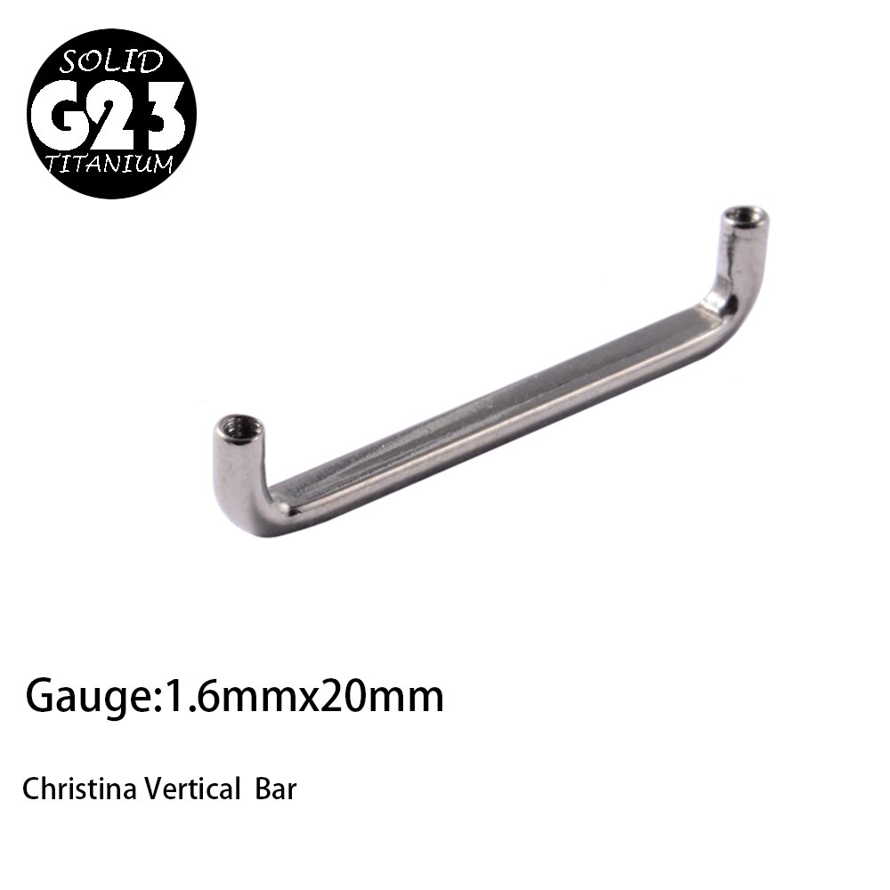 1PC G23 Titanium Christina Vertical Hood Piercings CZ Gem Dermal Anchor Crystal Flower Straight Barbell Jewelry Piercing 1.6mm: Blue