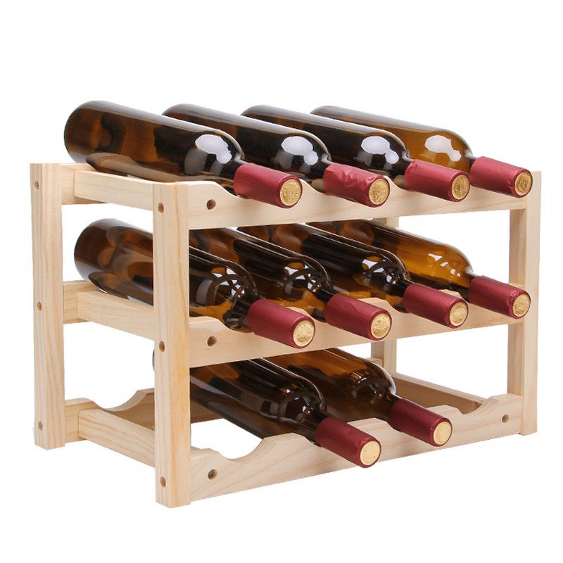 Hout Wijn Houder Stand Voor Wijn Whisky Wijn Plank Champagne Opvouwbare Stand Bar Display Hout Fles Houders Rekken