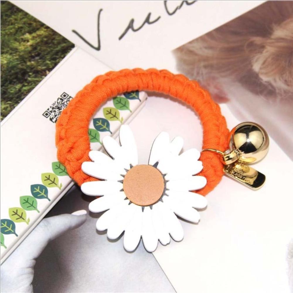 ¡Novedad de primavera y verano! Diadema de goma elástica coreana con de margaritas y flores, diademas de goma para el pelo, diadema para mujer: orange