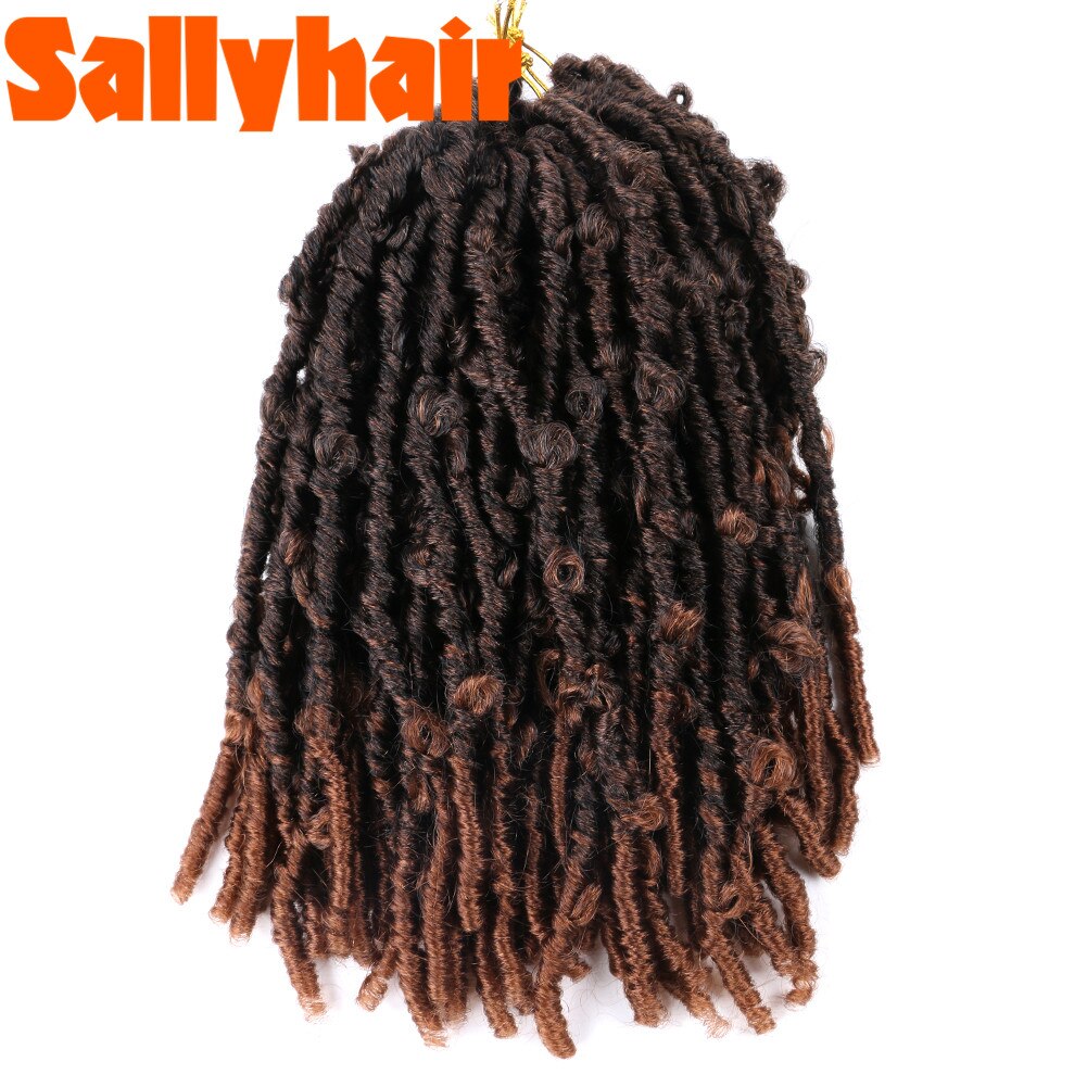 Sallyhair 14" Butterfly Locs Crochet Hair Distressed Butterfly Locs Crochet Braids Goddess Pre Looped Bob Locs Pre-Twist Braid: T30