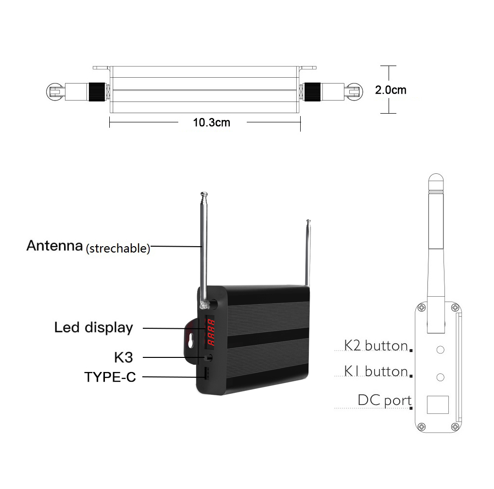 Byhubyeng Signal Extender Verstärker Repeater für drahtlose Anrufe Paging-System Hotel Restaurant Service Zustand