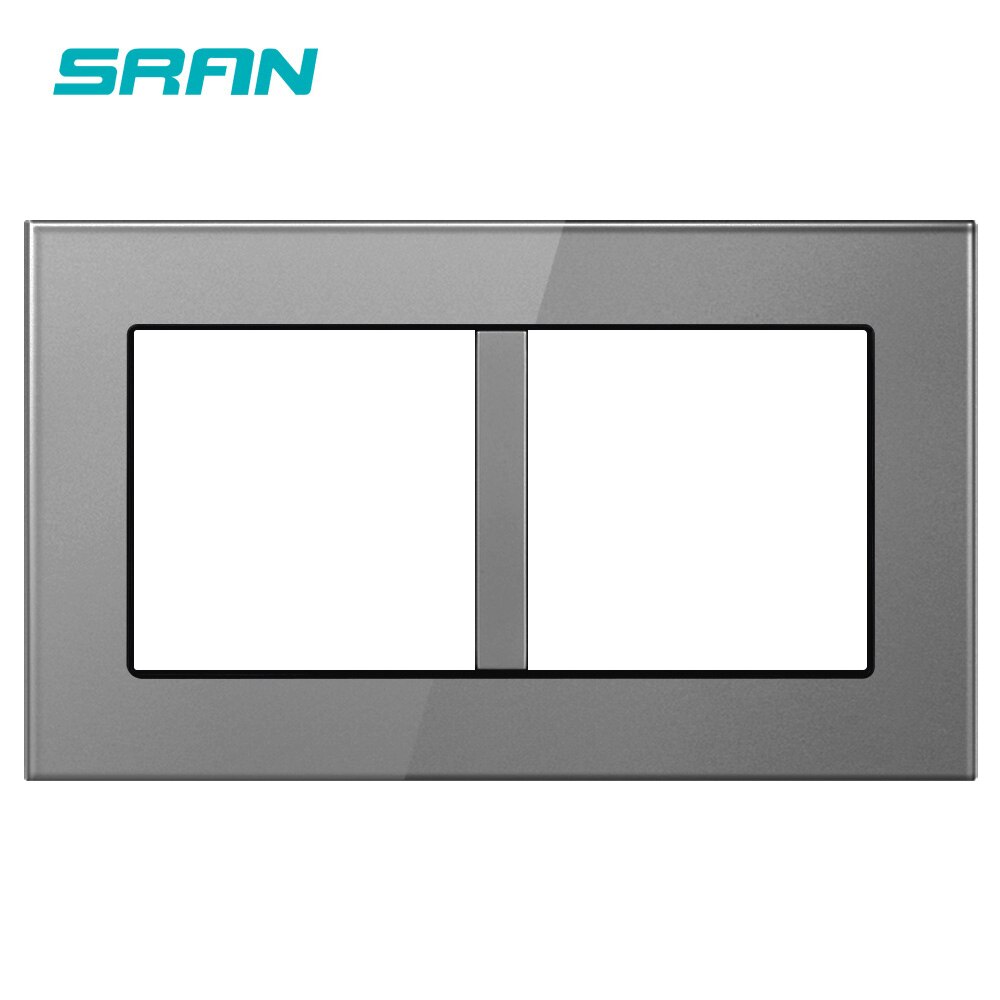 SRAN Blank panel with Installing iron plate 146mm*86mm white crystal tempered glass switch socket panel