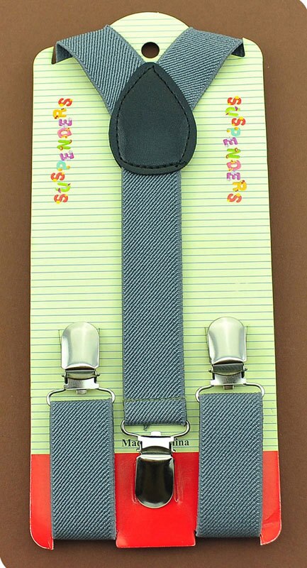 -KIDS Bretels 2.5 cm x 65 cm 36 kleuren Mix JONGENS/MEISJES Bretel Elastische Bretels slim Jarretelle Y-back Bretels: Grey