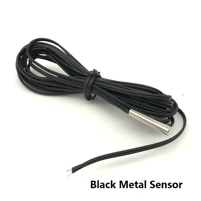 Temperature Probe Temperature Sensor 3 Meters Stainless Steel Package Waterproof Temperature Probe Temperature Sensor: Black Metal Sensor