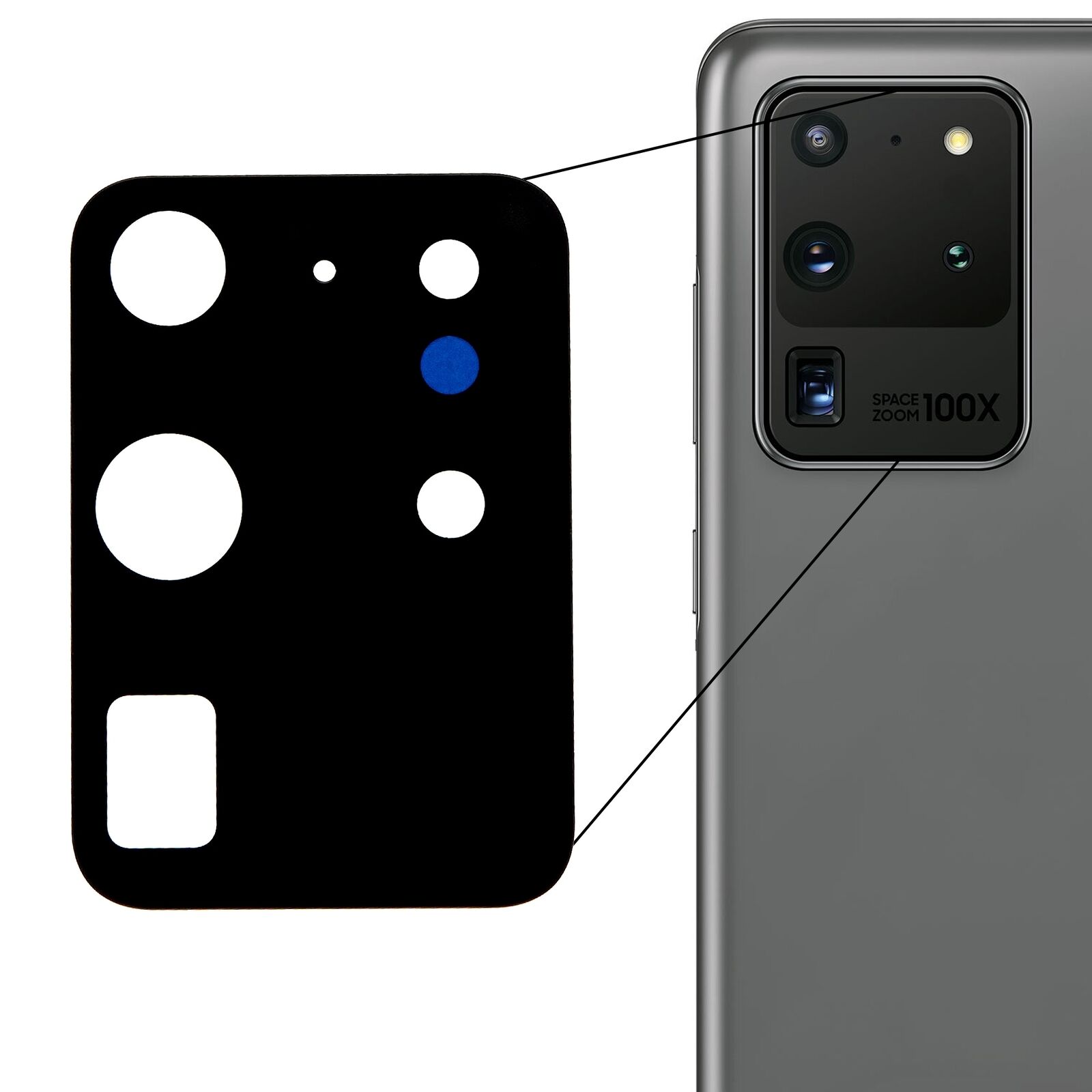 Back Camera Lens Cover Met Frame Voor Samsung Galaxy S20 Ultra 5G Rear Camera Lens Glas Met Metalen Frame houder: Camera Glass Only