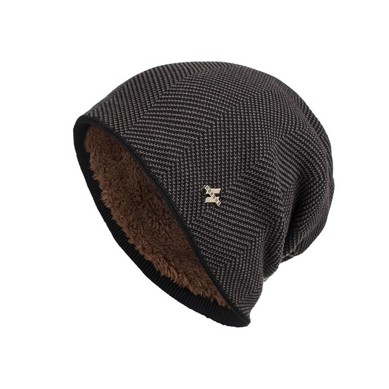 Merkki skullies pipot miesten neulottu hattu talvihatut miehille naisten lippalakit talvi pipo hattu gorro paksu lämmin konepelti miesten talvilakki: Kahvia