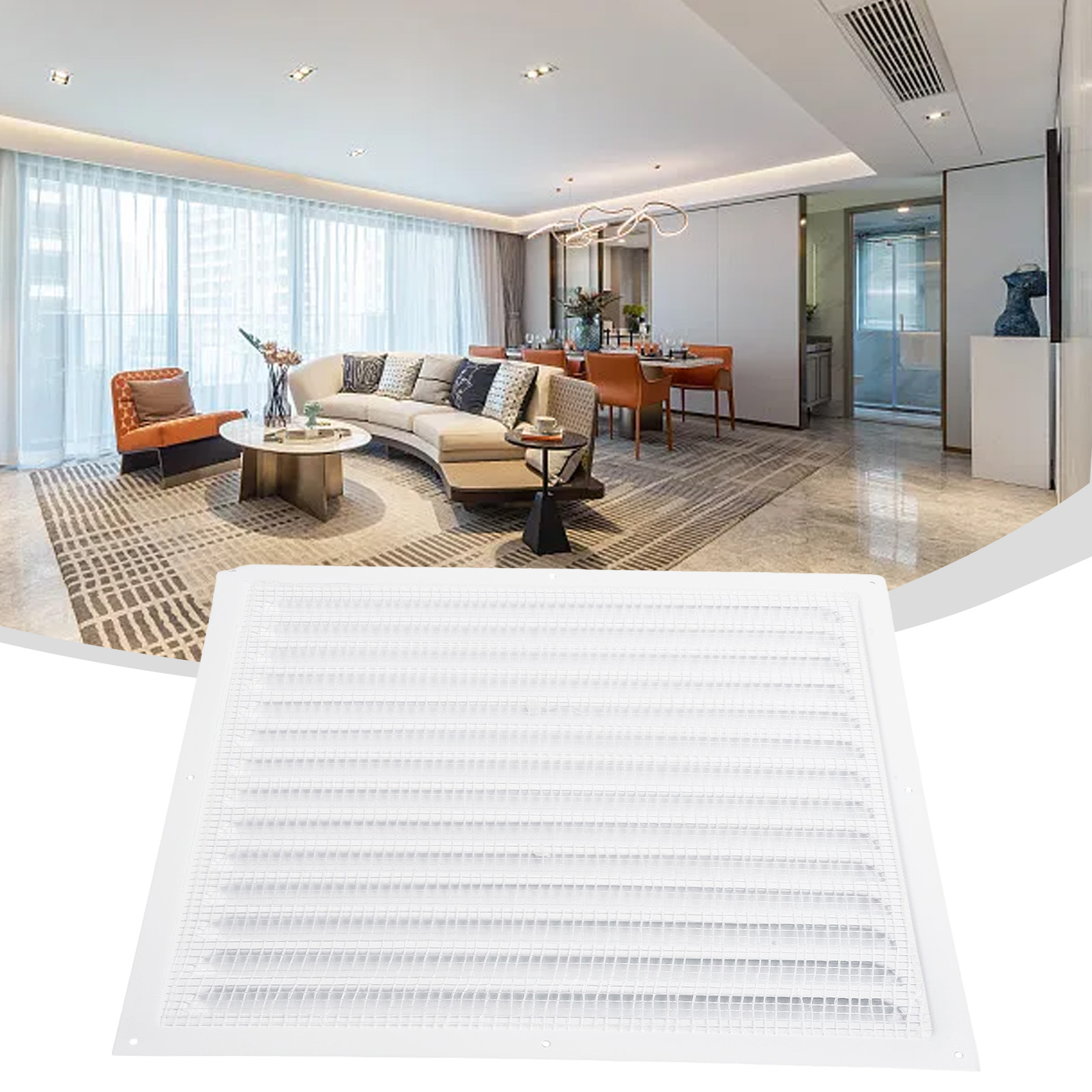 1pc x 150/200/250/300mm aluminiums lameller til ventilationsgitter, firkantet insektnet, egnet til væg- og loftdækning
