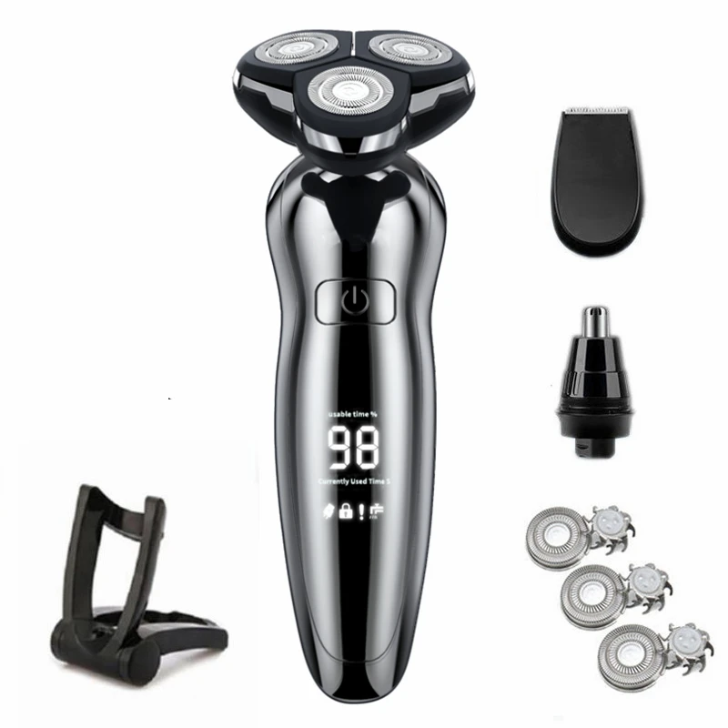 ZOZEN-Afeitadora eléctrica para hombres, máquina de afeitar para cortar el pelo corporal, cortadora de barba rotativa, 100% resistente al agua: Rosa