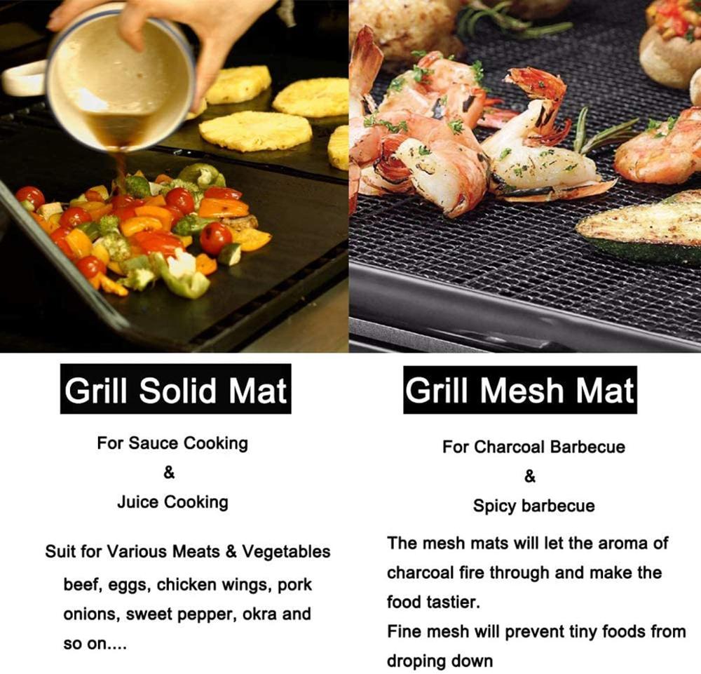 Bbq grillmåtte 100%  non-stick barbeque grill mesh måtter kraftige genanvendelige let at rengøre fungerer på elektrisk gasgrill kul