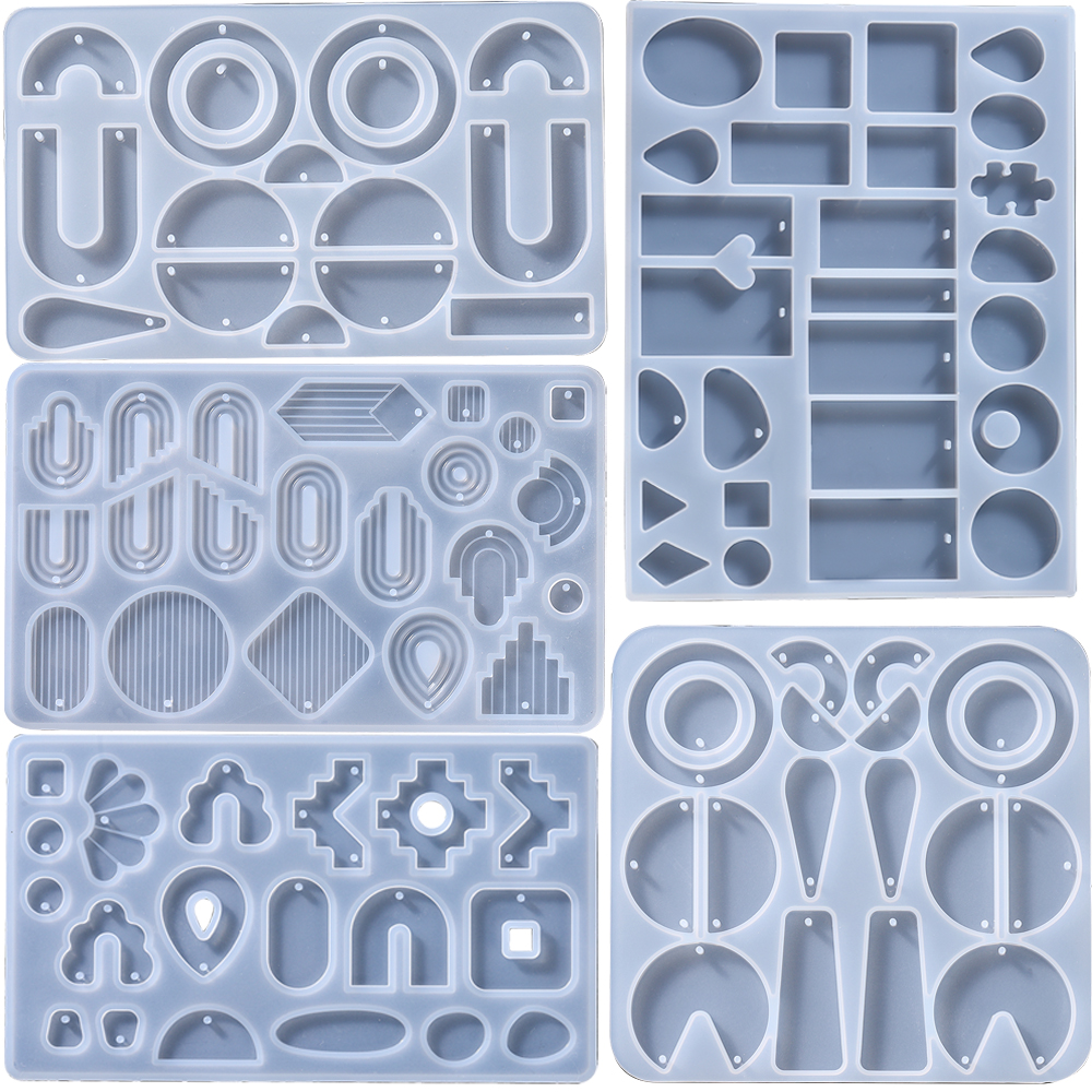 Silicone Earrings Mold Earring Resin Mold Jewelry Making Casting Tools Earring Hooks for Craft DIY Charms Pendant Earring Making