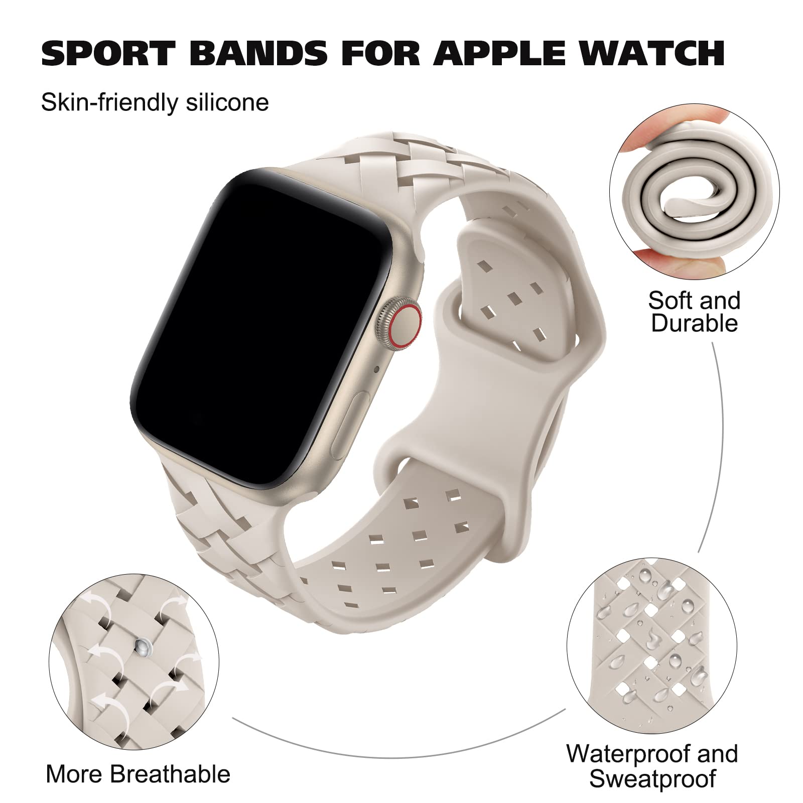 Strap For Apple Watch Band 44mm 40mm 45mm Braided 49mm 41mm 42mm Breathable correa bracelet iwatch series 9 8 7 se 3 5 6 ultra 2