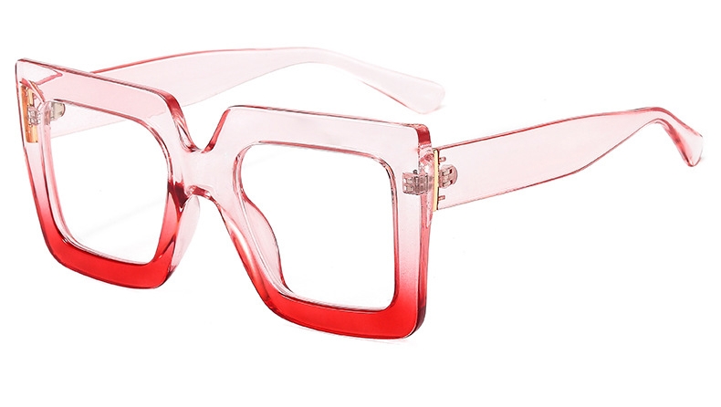 Gafas cuadradas transparentes con montura Vintage, lentes de de gran tamaño, para ordenador: Pink Red