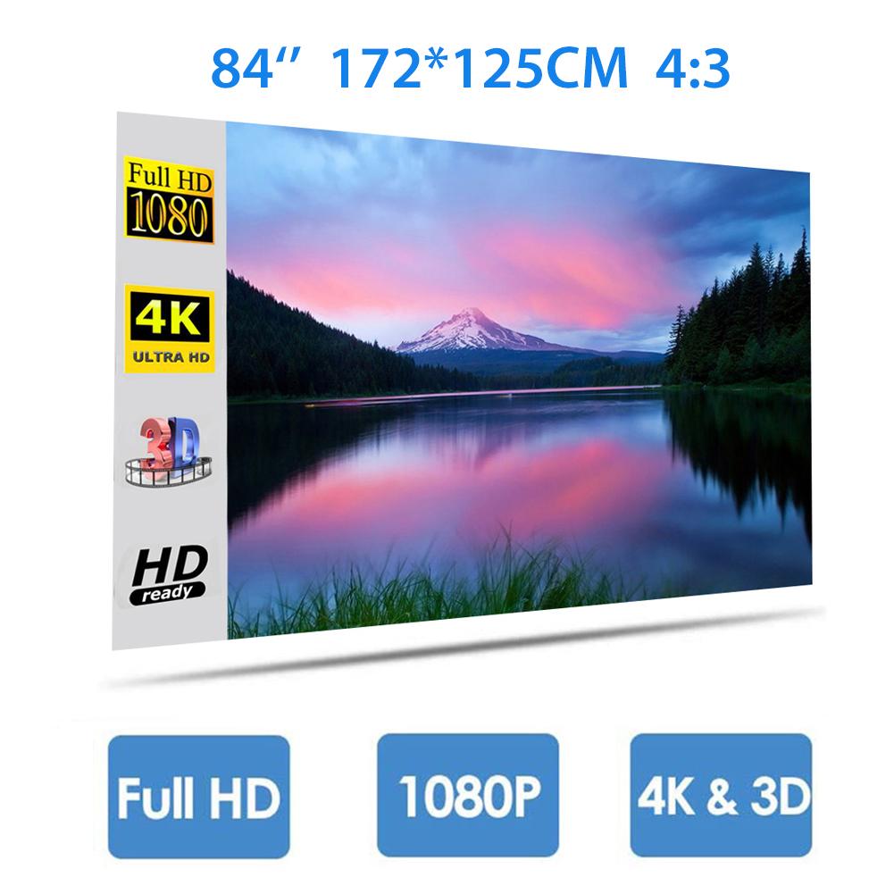 Rondaful Projector Screen Simple Folding Metal Anti-light Curtain 60 72 84 100 120 Inch 16:9 HD Portable Projector Screen