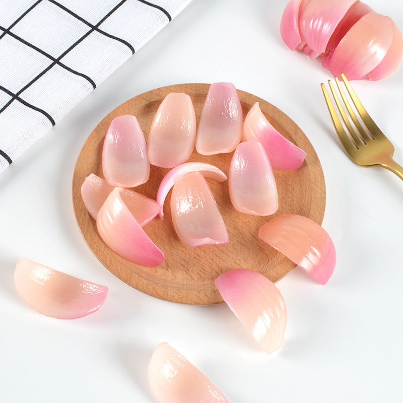 Simulación de cebolla rebanada, Bola de cebolla redonda, modelo de vegetal, plato de decoración, accesorios de tiro, juguetes para casa de juego