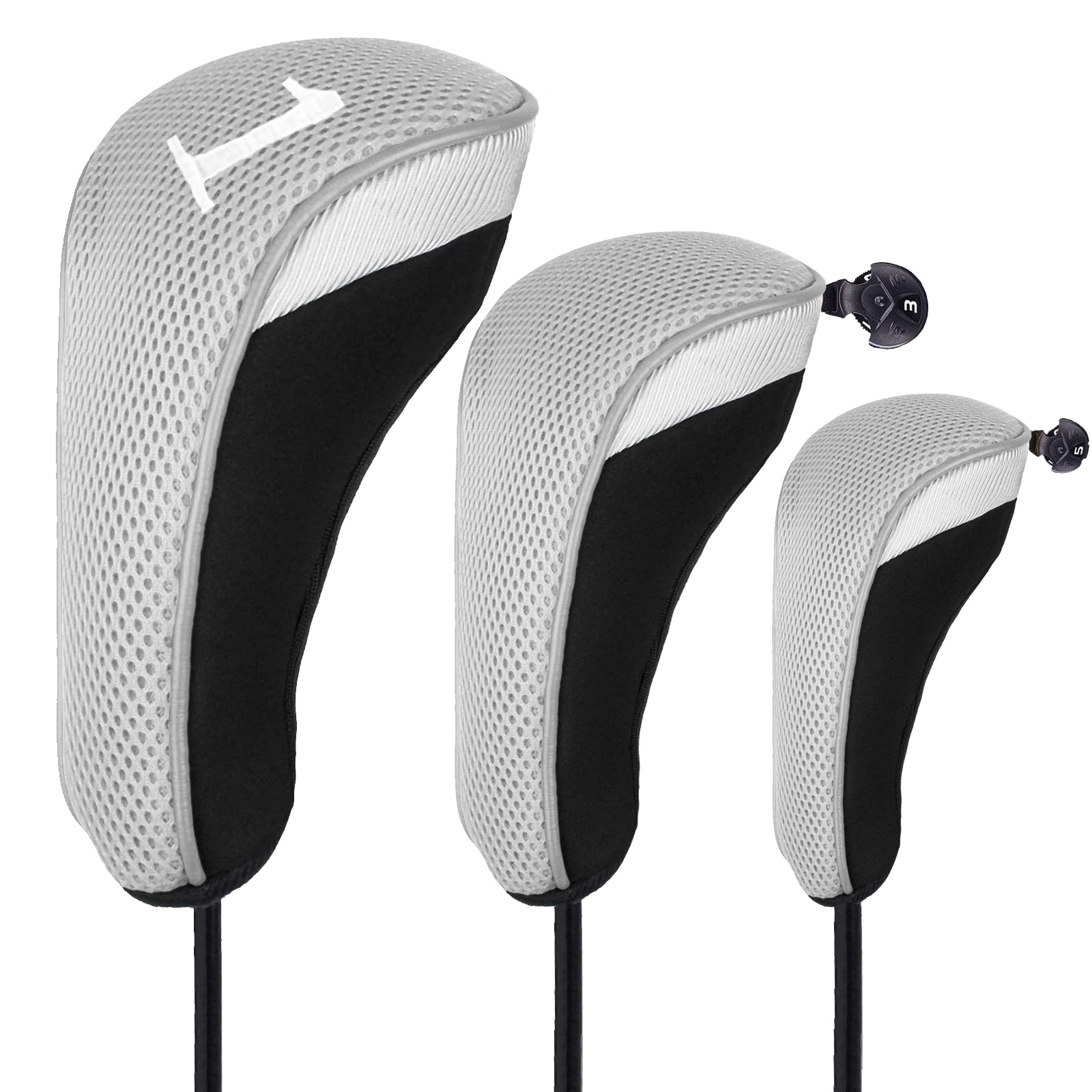 4/3/1 Pcs Set Golf Club Head Covers for Woods Clubs Headcover 1# 3# 5# Driver Fairway Hybrid Golfing Trainer Cover: 135 Grey 3Pcs