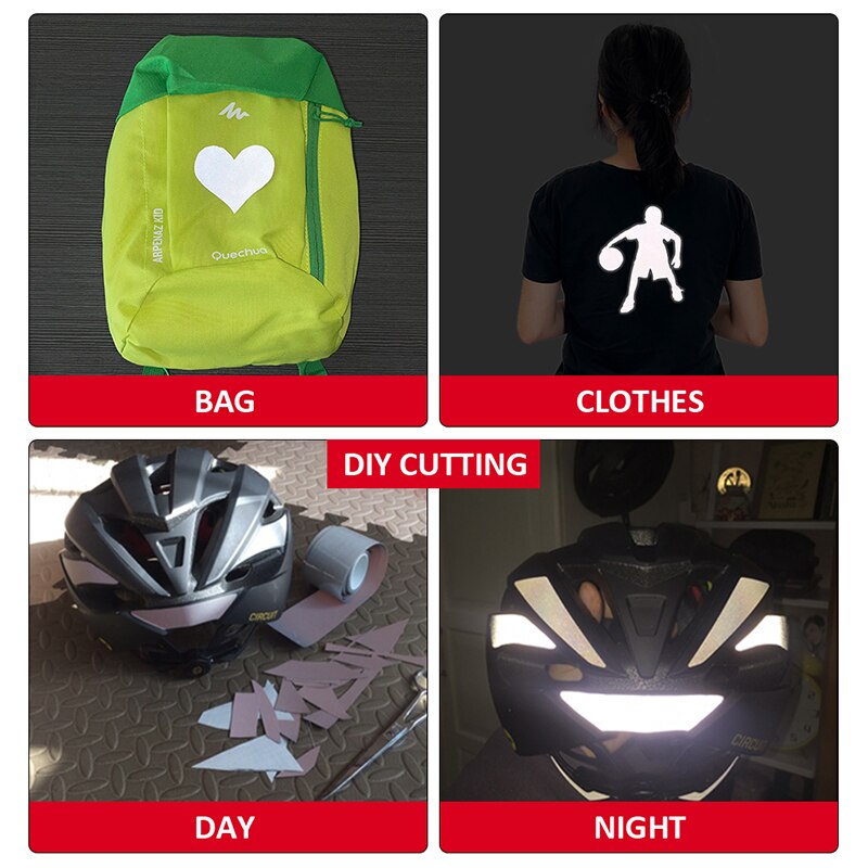 Self-Adhesive Reflective Sticker for Bag Car Clothes DIY Cutting Multi-Size Fluorescent Orange