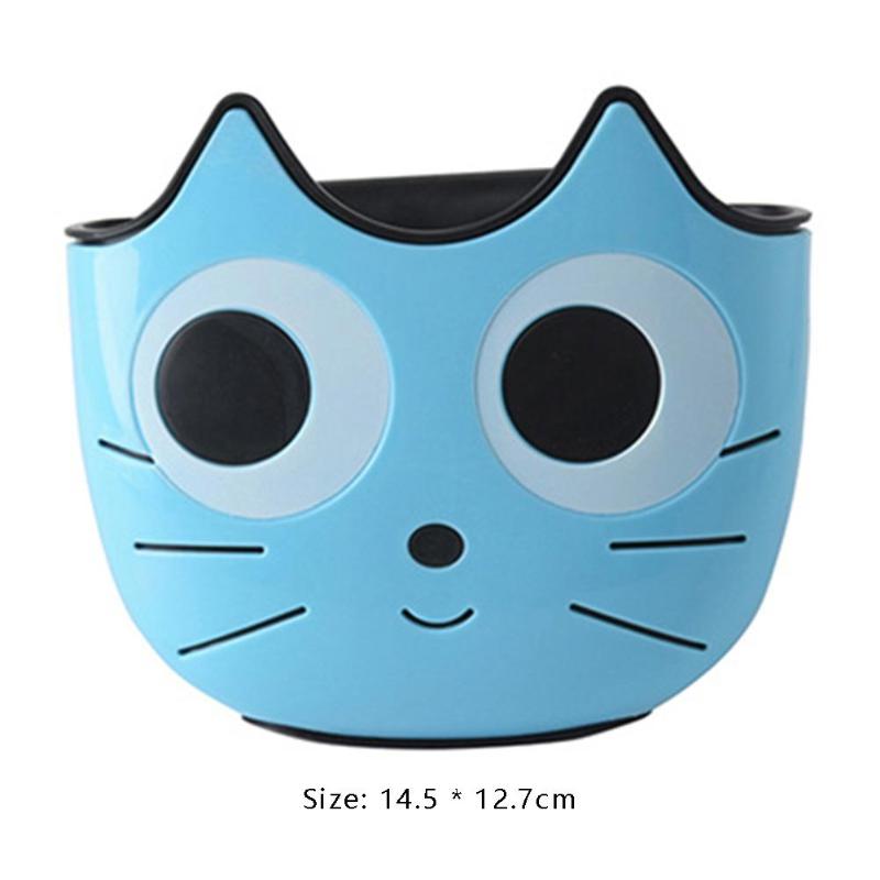 Hangende afvoerrek voor de keuken, cartoon kat, verstelbare afdruiprek met drukknop, kraan, opbergmanden, tpr-plank voor huishoudelijke artikelen: Blauw