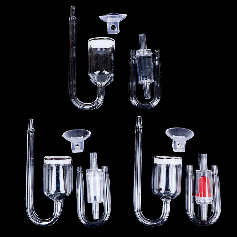 Aquarium Glas CO2 Diffusor Überprüfen Ventil U bilden Glas Rohr Saugnapf Bausatz Für Aquarium Aquarium Überprüfen Ventil einstellen CO2 Zerstäuber