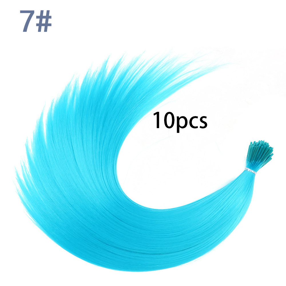 Extensiones de cabello sintético de color I-Tip Stick, pelo liso de 16 pulgadas para mujeres, alta temperatura, 10 hebras/paquete de colores: NC/4HL