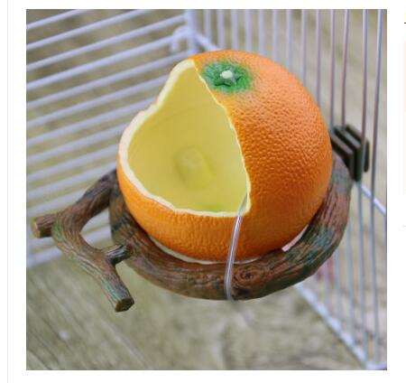 Forma original de fruta, copa de pájaro para alimentación, alimentador de aves de corral para jardín, alimentadores de mascotas, contenedor de comida, cuencos para beber, alimentador para pájaros: orange