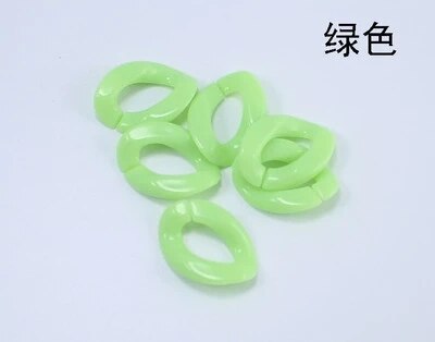 100pcs/lot Detachable Plastic colored buckle beads DIY Handbag Key Strap Necklace Accessories Acrylic Chain 17*23cm N204: green