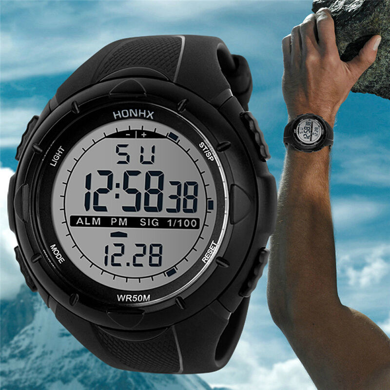 Waterproof Men's Boy Watch LCD Digital Stopwatch Date Rubber Sport Wrist Watches Multifunctional Masculino Saat Relogio