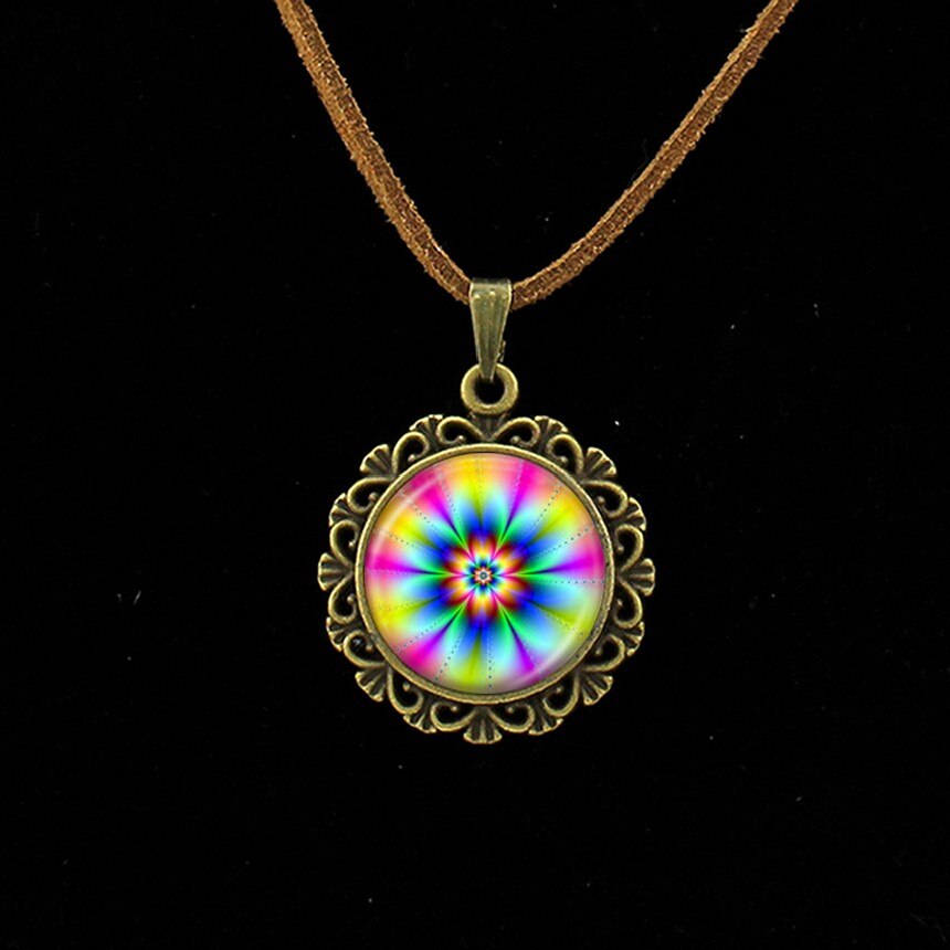 Retro Om Lederen Ketting Mandala Bloem Hanger India Choker Verklaring Kettingen Chakra Zen Yoga Vriendschap Sieraden L 214: L278