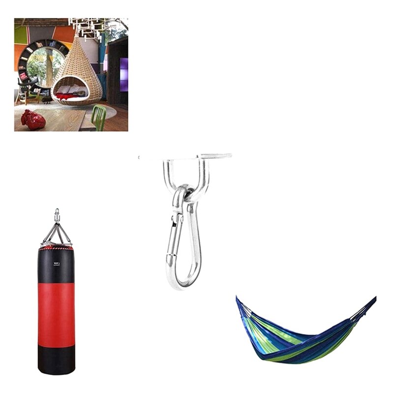 6 Pcs Suspended Ceiling Wall Mount U-Shaped Hooks Stainless Steel Heavy Duty Multi-Function Hammock Hook Plate with Hook