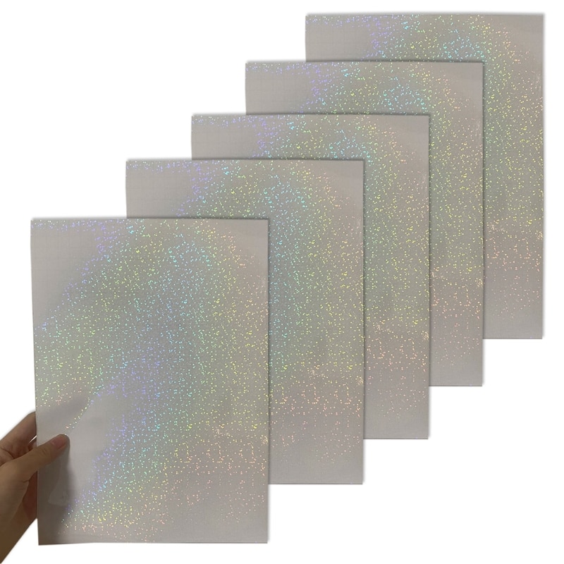 5 Sheets Transparant Holografische Overlay Lamineren Vinyl A4 Size Zelfklevende Laminaat Waterdicht Vinyl Sticker Papier: 1