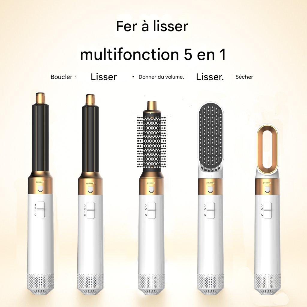 5-in-1-Haartrocknerkamm mit Heißluftbürste und Lockenstab und Haarglätter für Volumen und professionelles Haarstyling