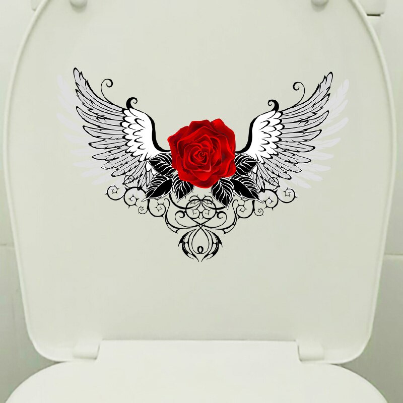 Zttzdy 25.7 × 16.9Cm Rose Vleugels Moderne Kunst Home Decoratie Accessoires Mode Muur Wc Stickers T2-1146